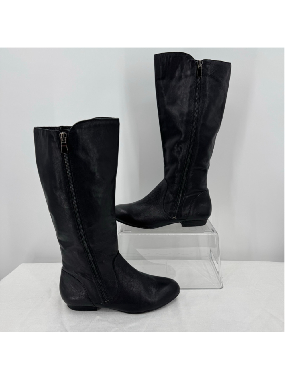 Black Riding Boots Gianni Bini Genuine Leather Equestrian Size 7M